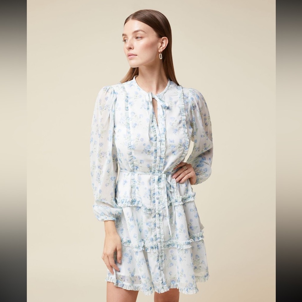 Rachel Parcell Lace Sleeve Ruffle Mini- Dress, NWT, never worn, size M.